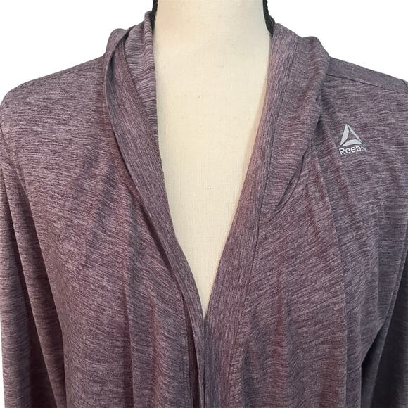 Reebok Women's Purple Waterfall Hooded Cardigan Sz M Athleisure Stretch Gym - Picture 2 of 5